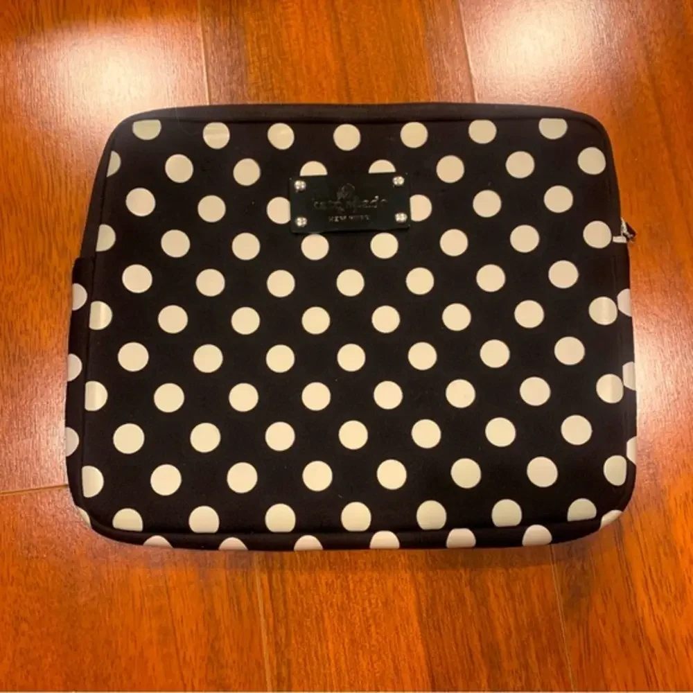 Kate Spade New York Tablet Case Travel Bag Black And White Polka Dot